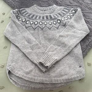 Kari Traa Wool Blend Gray Patterned Women's Sweater